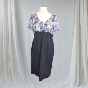 ECU R & M Richards Black & White Dress Ruffle Front